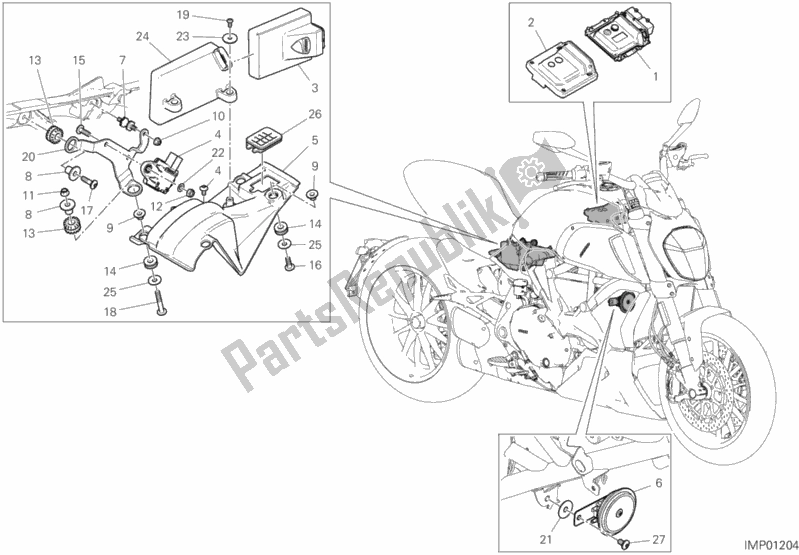 Todas as partes de 12c - Dispositivos Elétricos do Ducati Diavel 1260 Thailand 2020